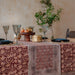 Red Firdaus Kalamkari Handblockprinted Table Runner-Table Runners-House of Ekam