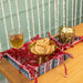 Red Floral Blockprinted Foldable Reversible Tray-Trays-House of Ekam