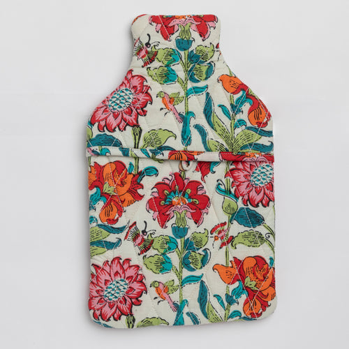 Red & Green Floral Entwine Hot Water Bag Cover-Hot Water Bag Cover-House of Ekam