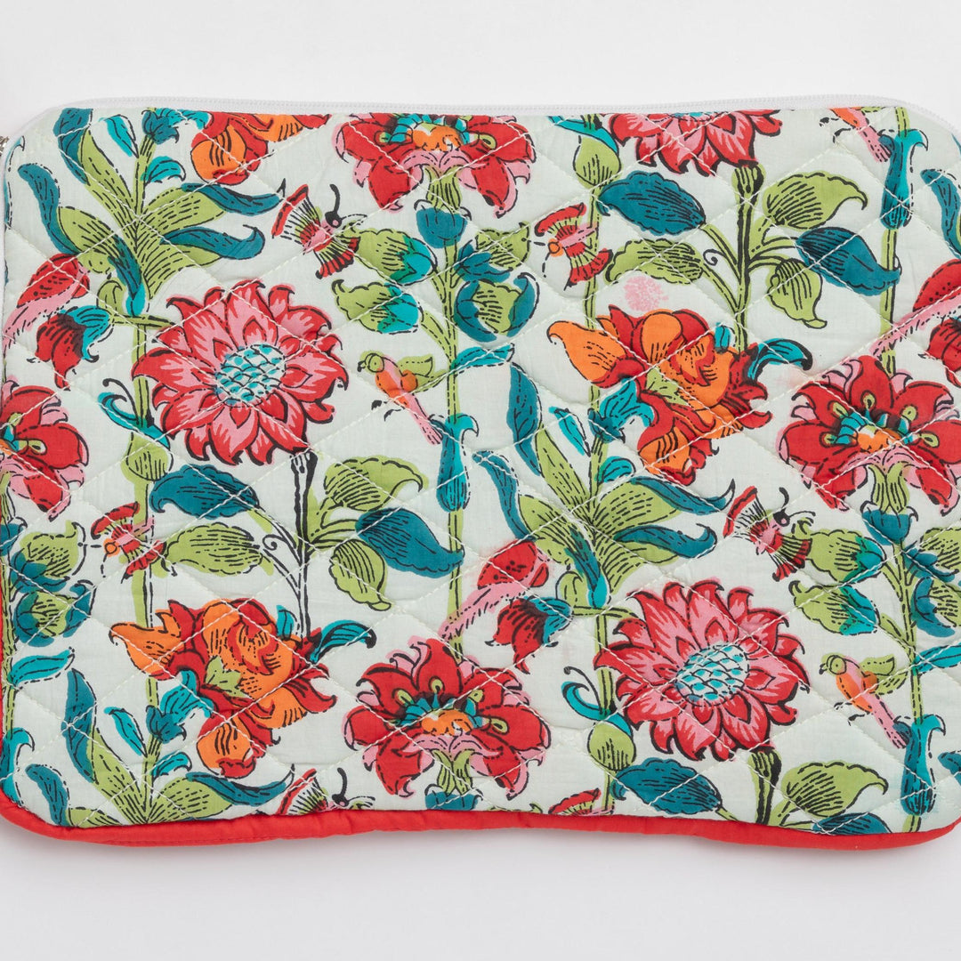 Red &amp; Green Floral Entwine Laptop Sleeve-Laptop Sleeves-House of Ekam