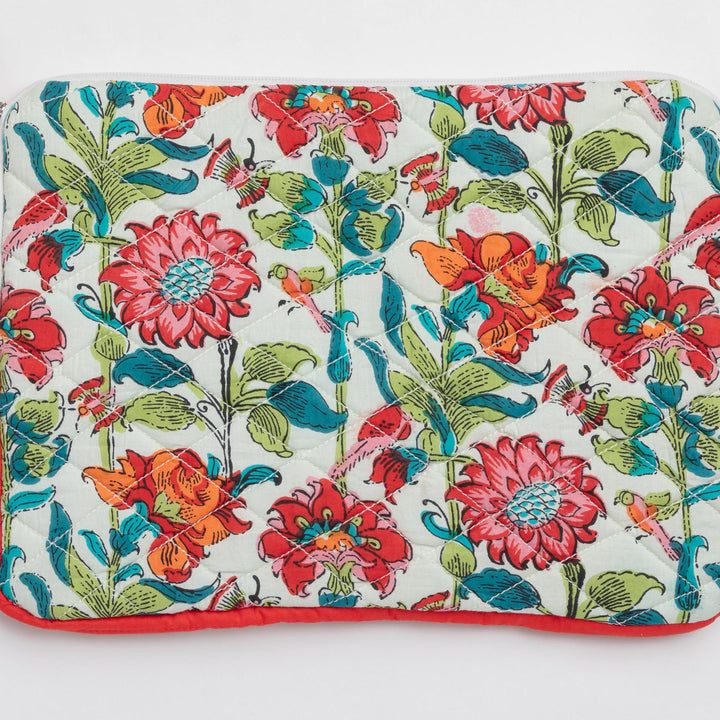 Red &amp; Green Floral Entwine Laptop Sleeve-Laptop Sleeves-House of Ekam