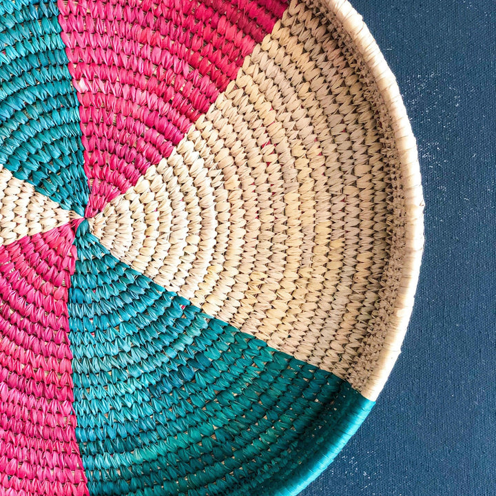 Red &amp; Green Sabai Handwoven Grass Tray-Sabai baskets-House of Ekam
