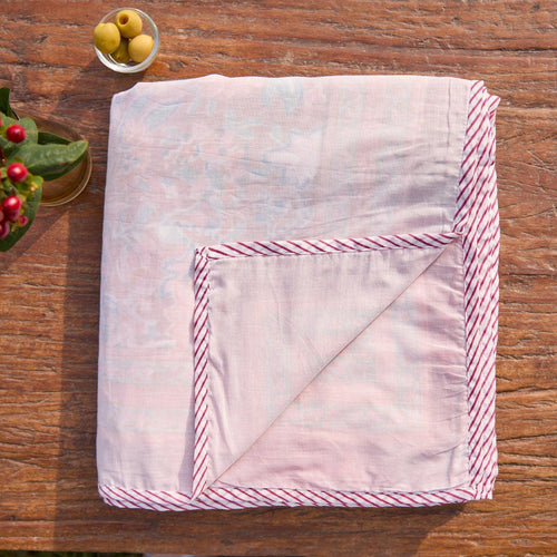 Red Gulnaar Queen Size Muslin Dohar-Quilt sets-House of Ekam