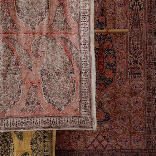 Red Paisley Machilipatnam Kalamkari Palampore Wall Art-Framed Wall Art-House of Ekam