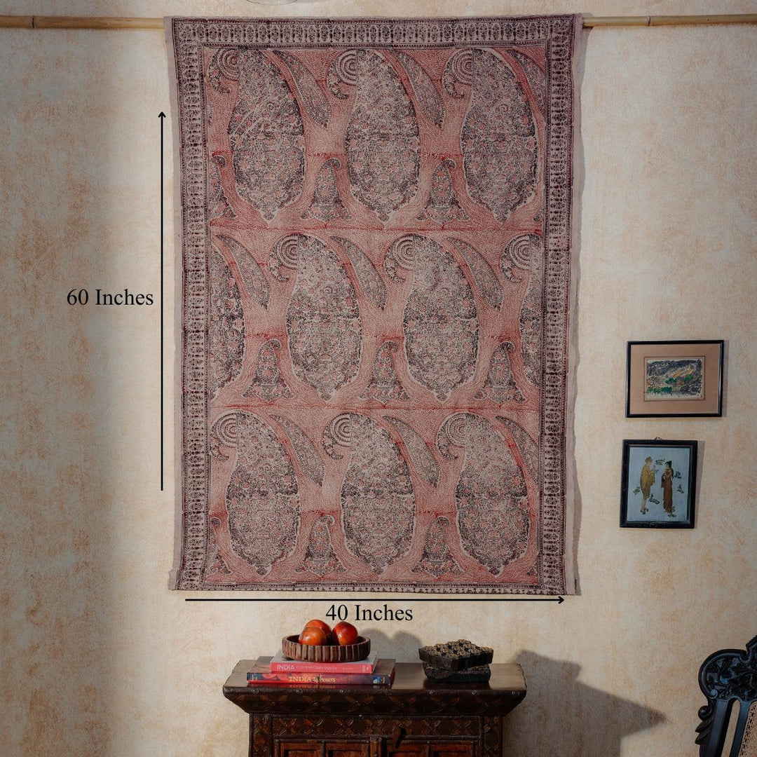 Red Paisley Machilipatnam Kalamkari Palampore Wall Art-Framed Wall Art-House of Ekam