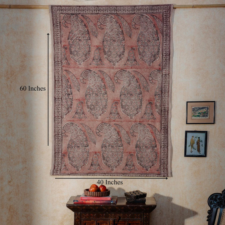 Red Paisley Machilipatnam Kalamkari Palampore Wall Art-Framed Wall Art-House of Ekam