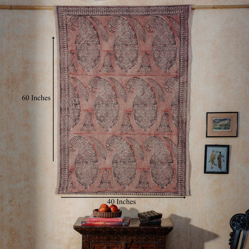 Red Paisley Machilipatnam Kalamkari Palampore Wall Art-Framed Wall Art-House of Ekam