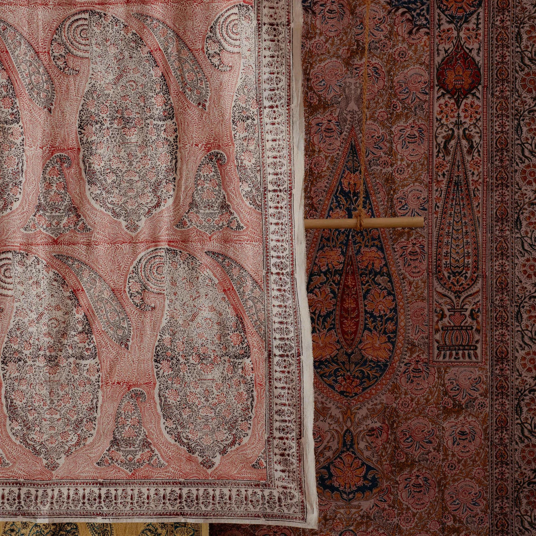 Red Paisley Machilipatnam Kalamkari Palampore Wall Art-Framed Wall Art-House of Ekam