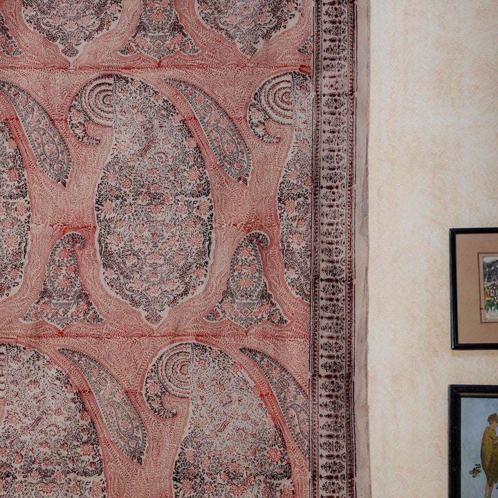 Red Paisley Machilipatnam Kalamkari Palampore Wall Art-Framed Wall Art-House of Ekam