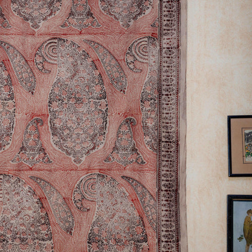 Red Paisley Machilipatnam Kalamkari Palampore Wall Art-Framed Wall Art-House of Ekam