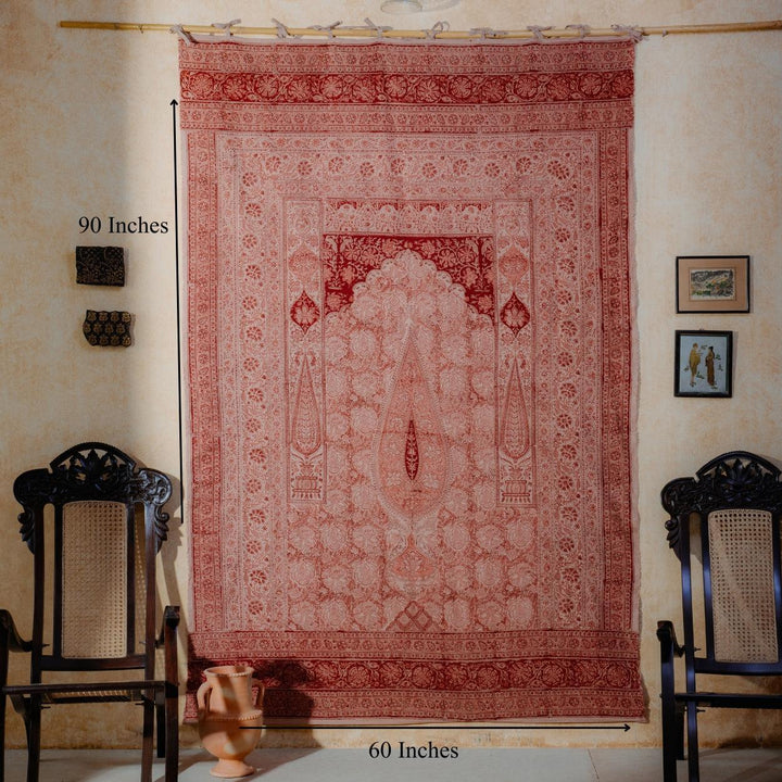 Red Pandu Machilipatnam Kalamkari Palampore Wall Art-Framed Wall Art-House of Ekam
