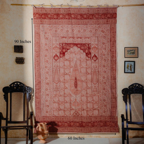 Red Pandu Machilipatnam Kalamkari Palampore Wall Art-Framed Wall Art-House of Ekam