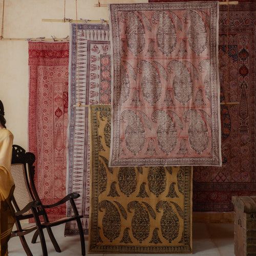 Red Pandu Machilipatnam Kalamkari Palampore Wall Art-Framed Wall Art-House of Ekam