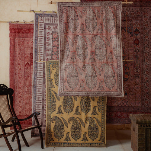Red Pandu Machilipatnam Kalamkari Palampore Wall Art-Framed Wall Art-House of Ekam