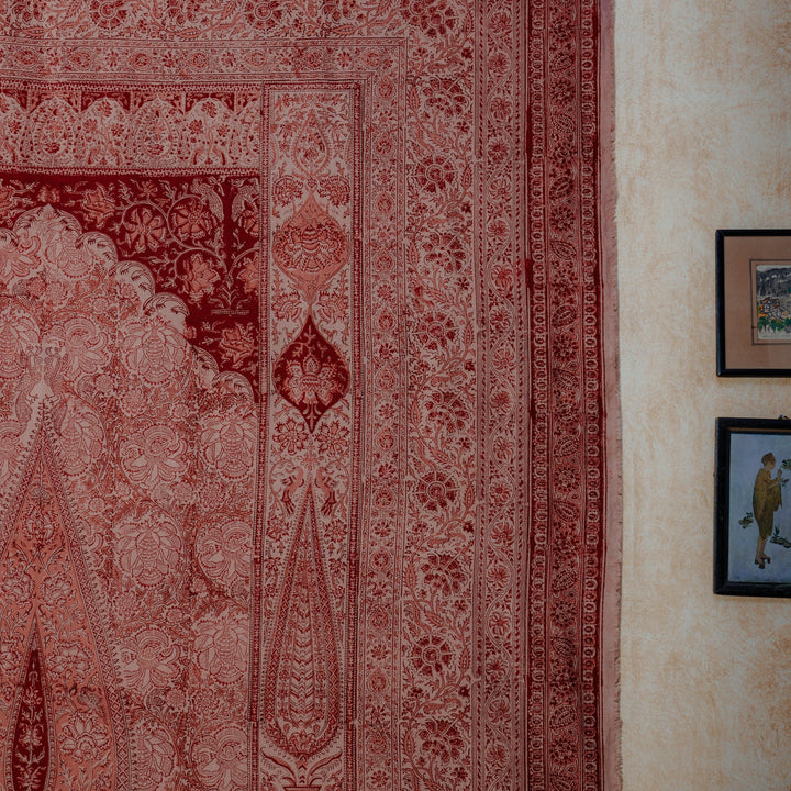 Red Pandu Machilipatnam Kalamkari Palampore Wall Art-Framed Wall Art-House of Ekam
