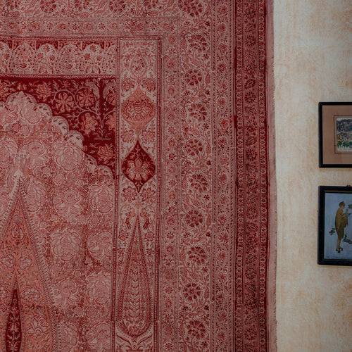 Red Pandu Machilipatnam Kalamkari Palampore Wall Art-Framed Wall Art-House of Ekam