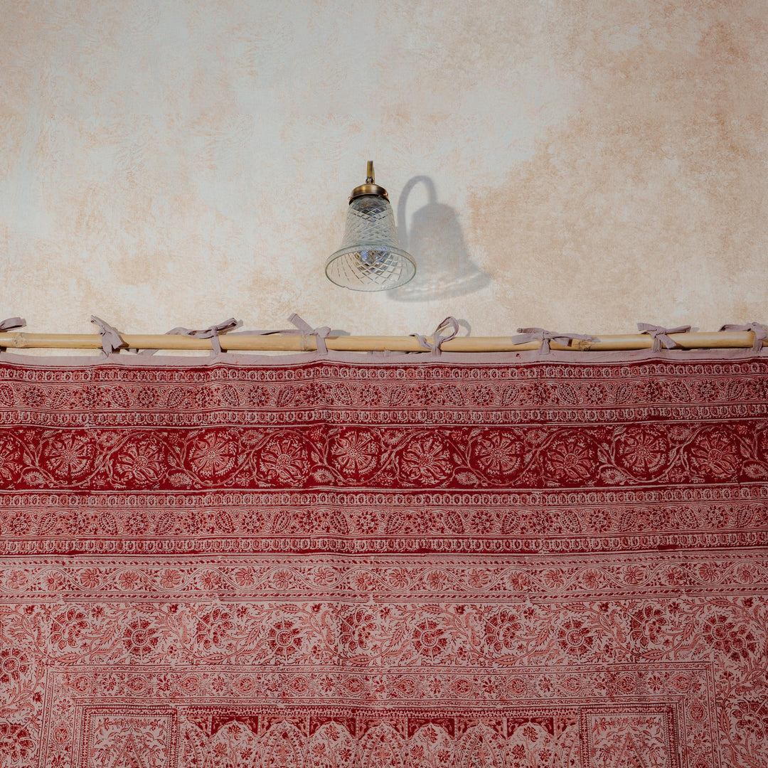 Red Pandu Machilipatnam Kalamkari Palampore Wall Art-Framed Wall Art-House of Ekam