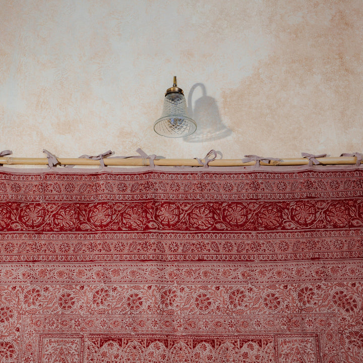 Red Pandu Machilipatnam Kalamkari Palampore Wall Art-Framed Wall Art-House of Ekam
