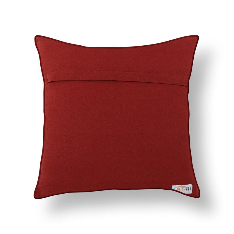 Red Patola Print Mashru Silk Cushion Cover-Cushion Covers-House of Ekam