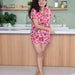 Red Watermelon Stripe Cotton Loungewear Set With Shorts-loungewear-House of Ekam