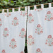 Red and Green Verbena Blockprint Maheshwari Silk Curtain-Curtains-House of Ekam