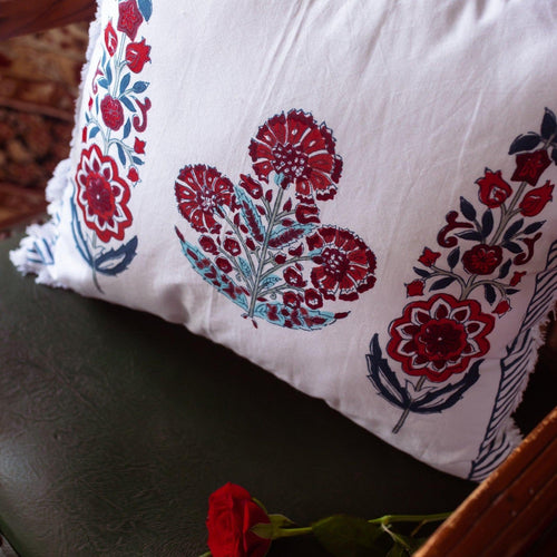 Royal Cypress Poppy Cushion Cover-Cushion Covers-House of Ekam