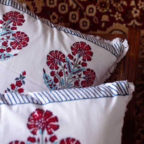 Royal Cypress Poppy Cushion Cover-Cushion Covers-House of Ekam