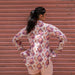 Ruhani White and Pink Ikat Blockprinted Co-ord set with Pink Shorts-Coord sets-House of Ekam