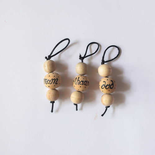 Rustic Wooden Bead Personalized Christmas Ornaments-Ornaments-House of Ekam