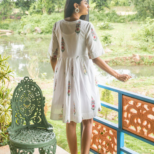 Saanjh Multi Cypress Short Dress-Dresses-House of Ekam