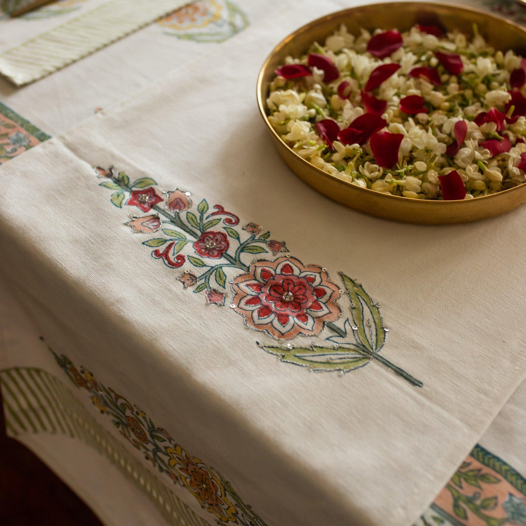 Saanjh Multi Cypress Table Linen Set-Table Runners-House of Ekam