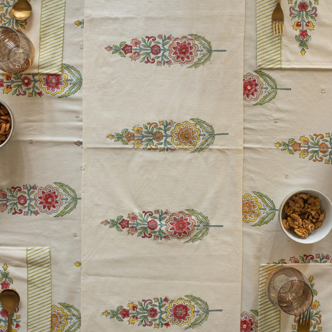 Saanjh Multi Cypress Table Linen Set-Table Runners-House of Ekam