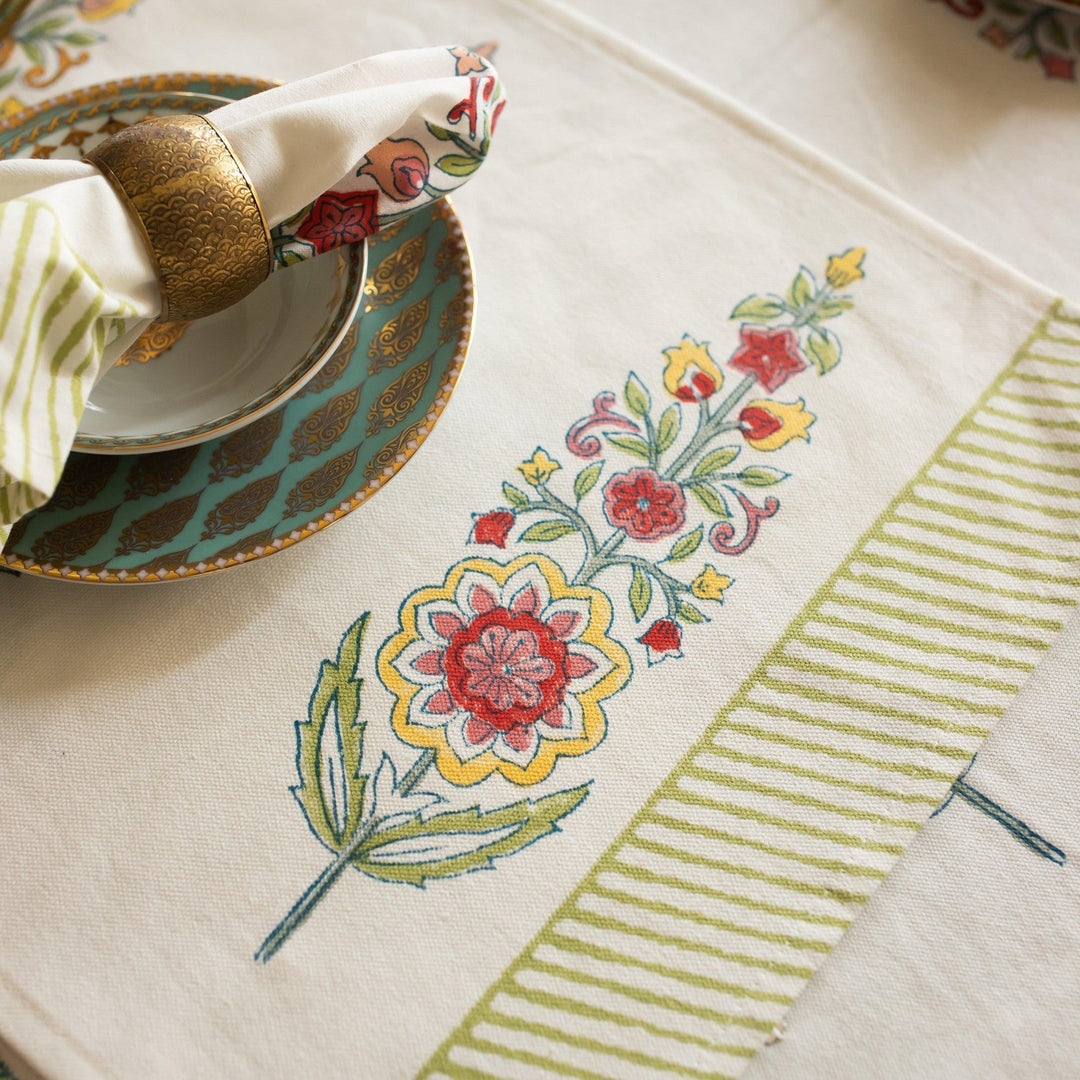 Saanjh Multi Cypress Table Linen Set-Table Runners-House of Ekam