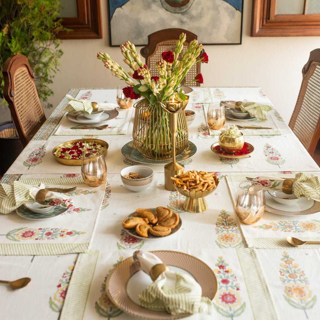 Saanjh Multi Cypress Table Linen Set-Table Runners-House of Ekam