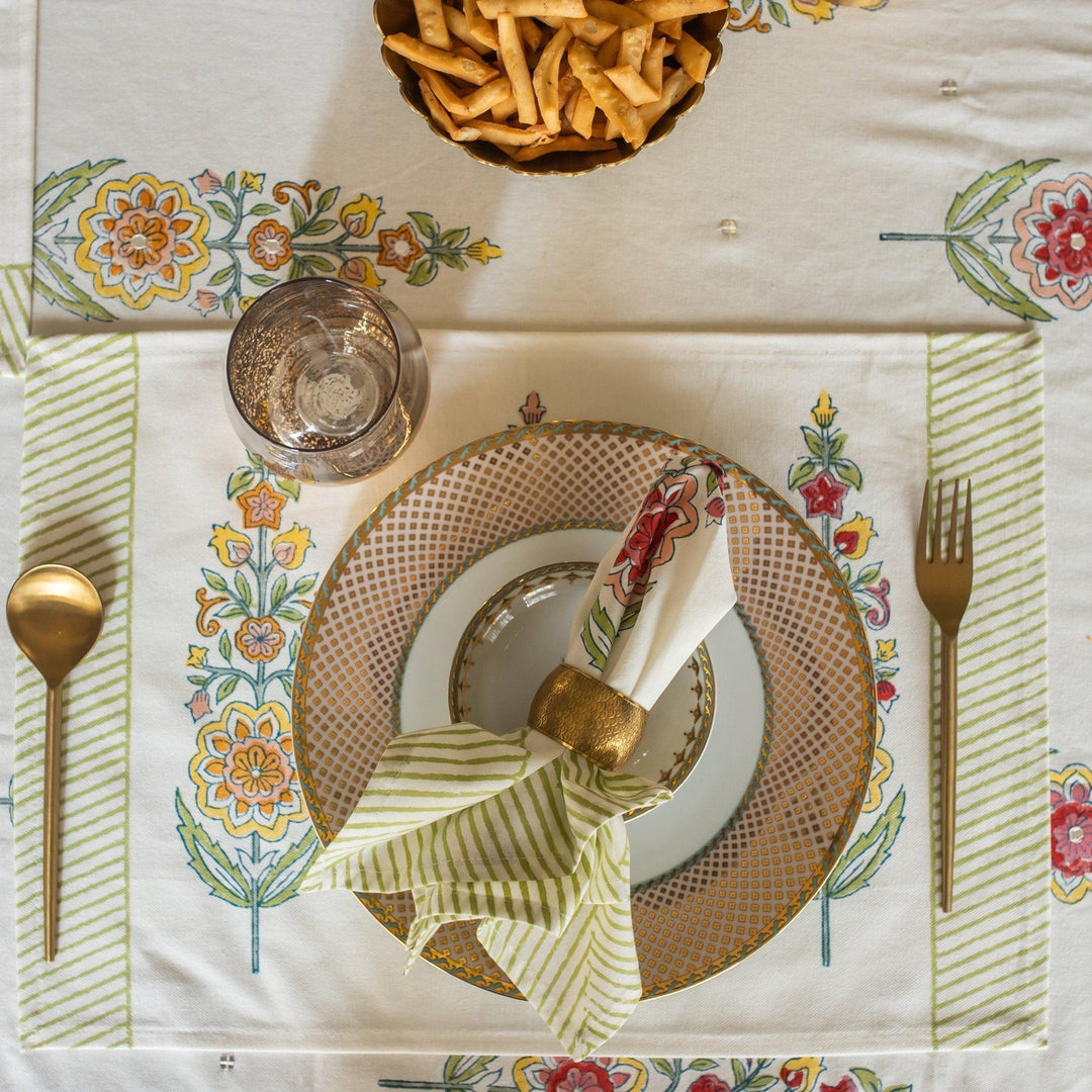 Saanjh Multi Cypress Table Linen Set-Table Runners-House of Ekam