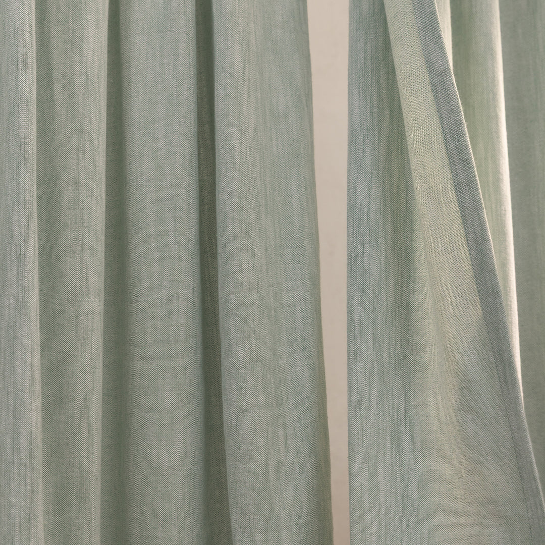 Sage Green Cotton Slub Chambray 80% Blackout Curtain-Curtains-House of Ekam