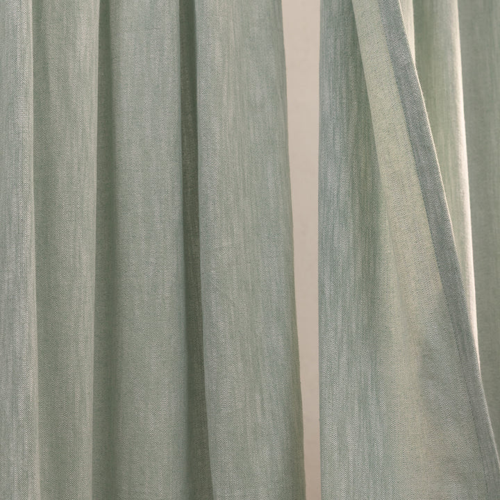 Sage Green Cotton Slub Chambray 80% Blackout Curtain-Curtains-House of Ekam