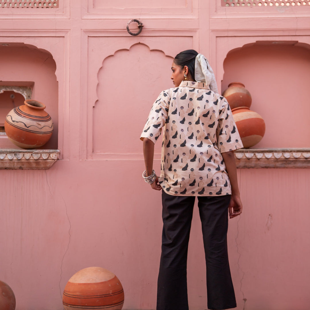 Sand &amp; Black Jeeja Co-ord Set-Coord sets-House of Ekam
