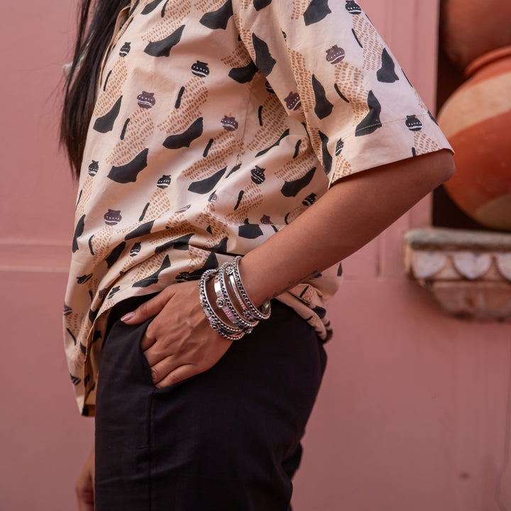 Sand &amp; Black Jeeja Co-ord Set-Coord sets-House of Ekam