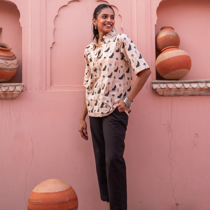 Sand &amp; Black Jeeja Co-ord Set-Coord sets-House of Ekam