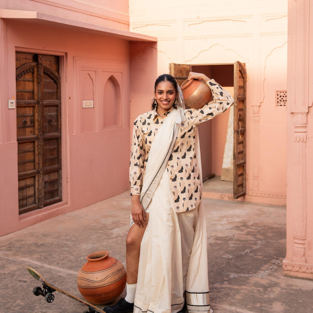 Sand &amp; Black Jeeja Cotton Shirt-Shirts-House of Ekam