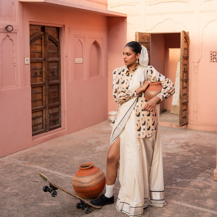 Sand &amp; Black Jeeja Cotton Shirt-Shirts-House of Ekam