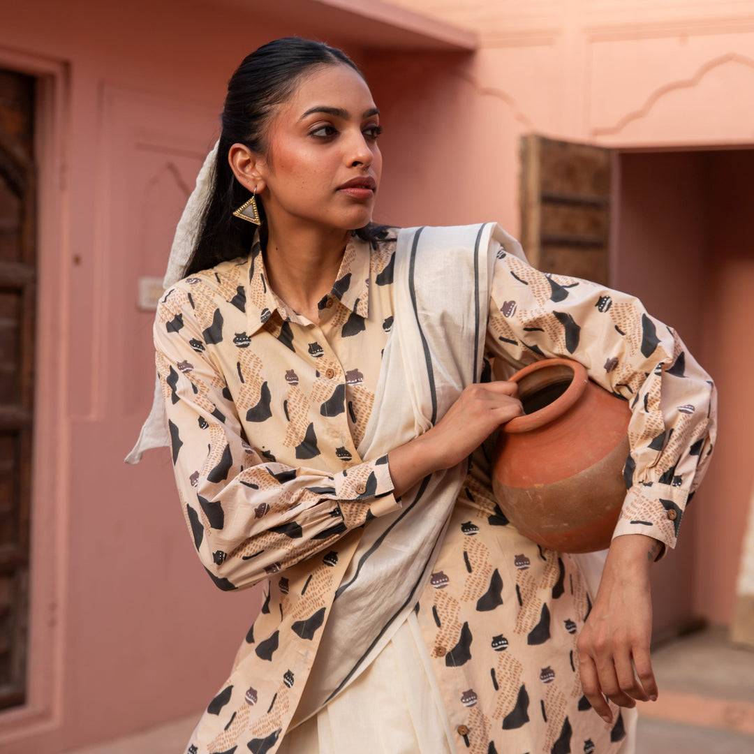 Sand &amp; Black Jeeja Cotton Shirt-Shirts-House of Ekam