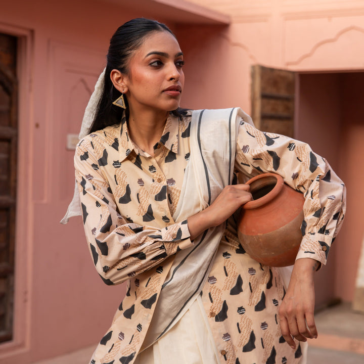 Sand &amp; Black Jeeja Cotton Shirt-Shirts-House of Ekam