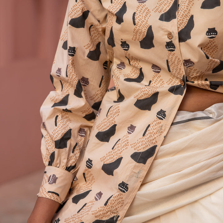 Sand &amp; Black Jeeja Cotton Shirt-Shirts-House of Ekam