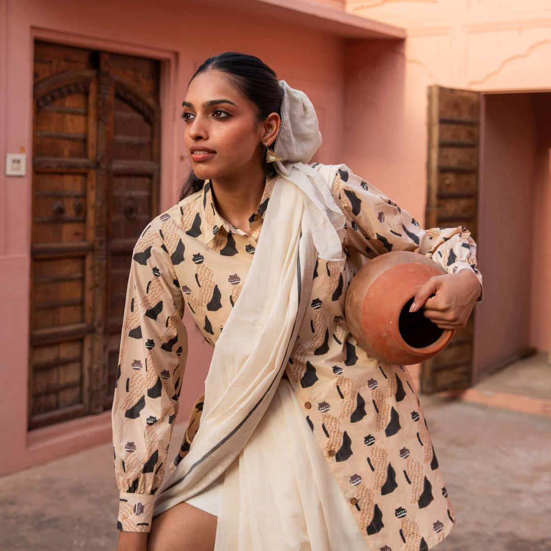 Sand &amp; Black Jeeja Cotton Shirt-Shirts-House of Ekam