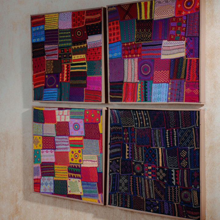 Sangam Black Patchwork Lambani Hand Embroidery Wall Art-Framed Wall Art-House of Ekam