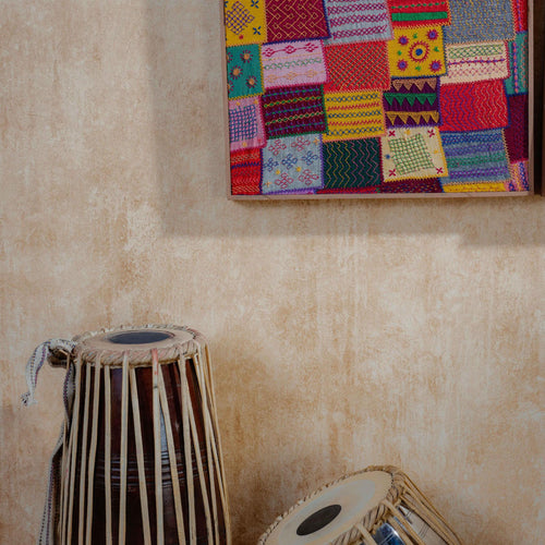 Sangam Patchwork Lambani Hand Embroidery Wall Art Set of 4-Framed Wall Art-House of Ekam