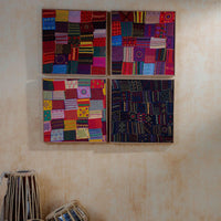Sangam Patchwork Lambani Hand Embroidery Wall Art Set of 4-Framed Wall Art-House of Ekam