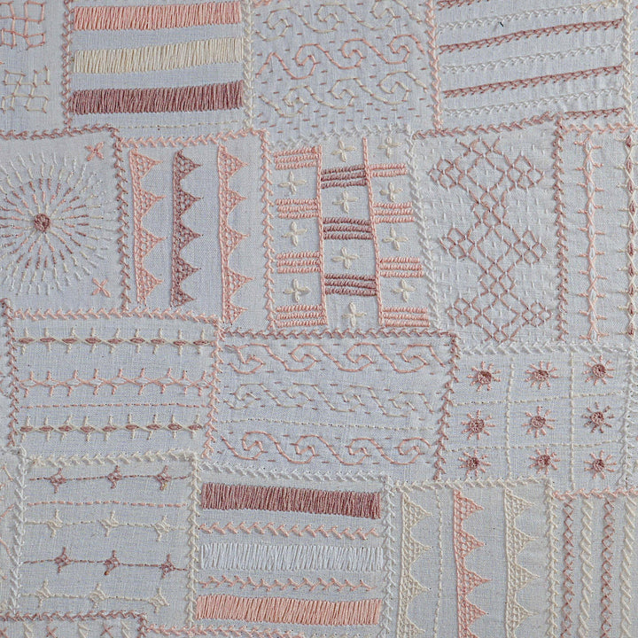 Sangam White Patchwork Lambani Hand Embroidery Wall Art-Framed Wall Art-House of Ekam